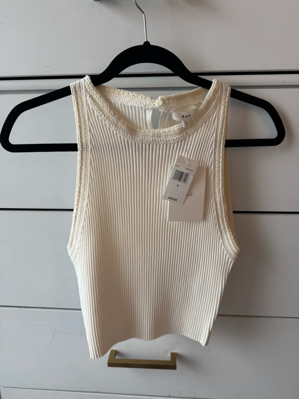 A.L.C. Ribbed Knit Cropped Tank in Cream